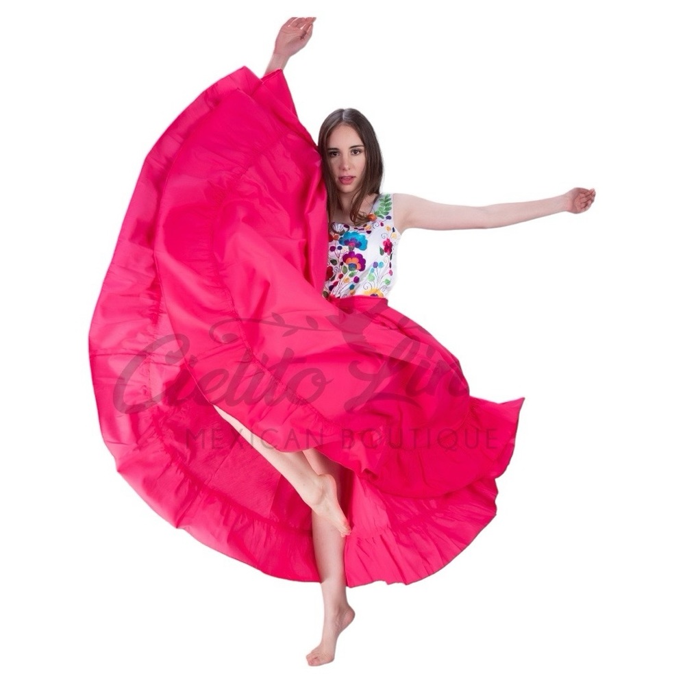 Mexican Folklorico Pink Doble Vuelo Skirt